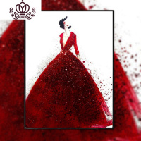 封后(FENGHOU)2017新款钻石画满钻石绣红色婚纱客厅卧室贴钻十字绣结婚简 [满钻版]5D魔方圆钻45x60厘米[