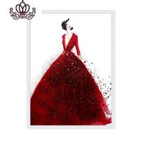 封后17新款钻石画满钻石绣红色婚纱客厅卧室贴钻十字绣结婚简 [满钻版]5D魔方圆钻80x110厘米[满钻全贴更漂亮]送全