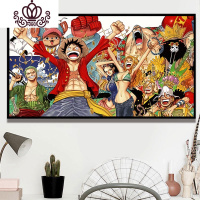 封后海贼王全家福十字绣2020新款卡通动漫自己线绣路飞手工丝线送男友 丝线[100*60厘米]送工具