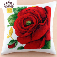 封后水溶印花红玫瑰十字绣抱枕浪漫红玫瑰客厅沙发汽车靠垫自己绣 自己绣DIY材料包(无枕芯)