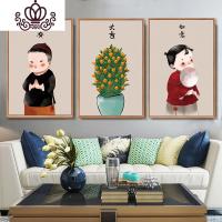 封后中式中国风十字绣2019新款三联连画客厅餐厅平安吉祥卧室卡通线绣 画布尺寸180X80钻石画满钻全贴