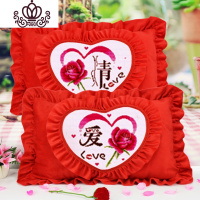封后爱情十字绣抱枕印花结婚枕头情侣单人枕套结婚喜庆情侣枕套一对 紫色爱情1对+枕芯对