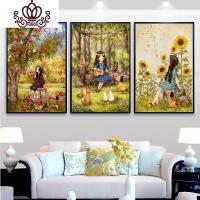 封后蒙娜丽莎十字绣2019新款线绣苹果简约现代客厅十字绣小幅卧室简单 吉他女孩棉线款53*72cm