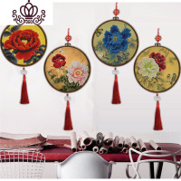 封后十字绣牡丹花2019新款客厅家用diy文艺古风简单线绣手工小型挂件 白牡丹[送仿古绣棚+流苏+吊绳]