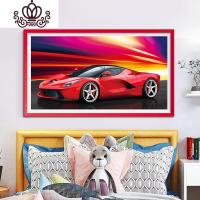 封后(FENGHOU)2019新款钻石画满钻卡通跑车法拉利十字绣钻石绣儿童房男孩 [蓝色款]满钻75*45厘米(炫彩魔方