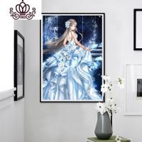 封后(FENGHOU)5d钻石画满钻石绣蓝色婚纱少女孩贴钻十字绣2018新款卡通 [满钻版]5D魔方圆钻80x110厘米
