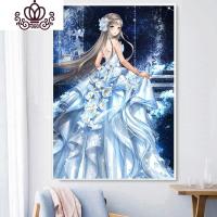 封后钻石画满钻石绣蓝色婚纱少女孩贴钻十字绣2018新款卡通 [满钻版]5D魔方圆钻60x80厘米[满钻全贴更漂亮]送全套