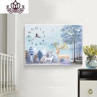 封后(FENGHOU)十字绣2019新款印花刺绣挂钟表餐厅线绣麋鹿客厅简约小幅简单卧室 [十字绣]品质丝线80*55cm