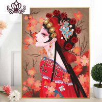 封后满绣十字绣2020新款古风京剧人物花旦客厅卧室小件手工简单绣丝线 棉线[60*75厘米]送工具