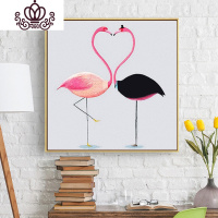 封后2020新款火烈鸟客厅十字绣卧室简单清新小画浪漫爱情简约现代线绣 棉线[50*50厘米]+黑色框架