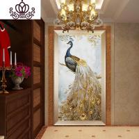 封后钻石画满钻玄关竖版卧室欧式点钻十字绣孔雀客厅2018新 [满钻版]5D魔方圆钻80x150厘米[满钻全贴更漂亮]送全