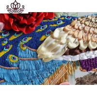 封后新款丝带绣挂画客厅大幅花开富贵孔雀牡丹图3D印花立体绣非十字绣 小版170X75CM送小花束(无工具)