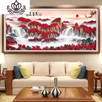 封后绣丝线绣2019新款绣大幅客厅鸿运当头流水生财自己手工 大格4股绣180*74厘米[精准印花+亮丽丝线]送工具/绣绷