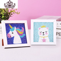 封后钻石十字绣儿童2019新款5d钻石画满钻带框砖石绣工具小件小幅卡通 AT002[彩虹马15*15]送相框+点钻工具