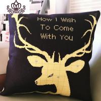 封后2019新款刺绣十字绣抱枕线绣客厅简单绣车内十字绣枕头简约现代 相依偎/送枕芯/需自己绣/亚麻面料/免图纸
