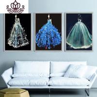 封后(FENGHOU)5D钻石画2019年新款满钻婚纱情侣水晶十字绣贴三联画珍珠2020 幻彩嫁衣满钻[60*76CM]