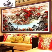 封后5d钻石画满钻鸿运当头十字绣流水生财客厅风景山水画旭日 [满钻版]5D魔方圆钻180x70厘米[满钻全贴更漂亮]送全