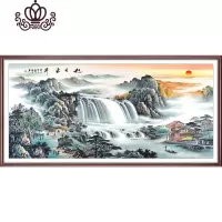 封后(FENGHOU)旭日东升钻石画2019新款风景山水画满钻十字绣钻石绣客厅大 [满钻版]含炫彩AB钻250×110厘