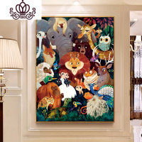 封后画2019新款动物世界满钻水晶砖十字绣客厅儿童房手工简 [钻石画][动物乐园80*100CM]配套实木画框联系客服购