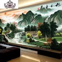 封后旭日东升十字绣2020年新款线绣2019客厅大幅大气山水画自己绣满绣 棉线满绣]150*60cm中格3股线