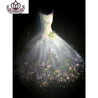 封后(FENGHOU)钻石画2019年新款5D满钻小件婚纱小幅卧室点粘贴水晶砖十字 画+金属框[40*50cm]金十字绣