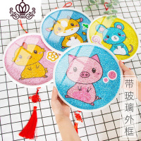 封后十字绣2019年新款十二生肖5d钻石画小幅满钻带框点贴钻砖石绣小件 [生肖羊-35*35cm-异形钻+亮钻]