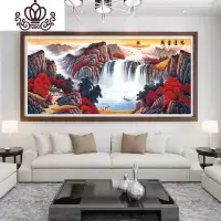 封后KS鸿运当头十字绣2019新款客厅线绣大幅风景山水画满 [2020送鹤剪]1.9米鸿运当头财运版820中格3股[长绒