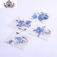 封后挂钩强力粘胶贴墙壁壁挂承重吸盘厨房挂勾无痕粘贴后免打孔粘钩 加厚青花瓷20个装