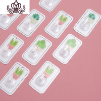 封后10个卡通无痕挂钩强力粘胶插座挂钩免打孔粘钩浴室挂背墙壁装饰 10个装仙人掌挂钩