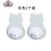封后创意卡通挂钩墙壁壁挂勾免打孔无痕钉厨房浴室衣帽架强力粘胶粘钩 灰色(2只装)随意贴挂钩