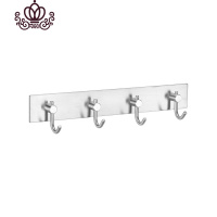 封后厨房挂钩 304不锈钢瓷砖壁挂排钩承重强力粘胶免打孔无痕挂勾粘钩 4钩