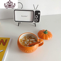 封后牙奶奶ins可爱陶瓷南瓜杯带盖 早餐杯酸奶马克杯水杯万圣节南瓜