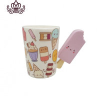 封后卡通表情冰激凌冰棒雪糕杯 可爱冰棍彩绘陶瓷马克杯权杖水杯子