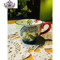 封后北欧手绘特色牛奶麦片早餐杯红茶杯大容量陶瓷咖啡杯子马克杯