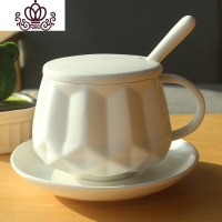 封后陶瓷咖啡杯马克杯子带盖勺配碟套装办公室咖啡厅下午茶杯