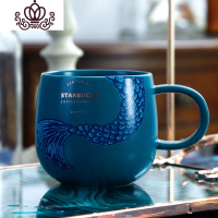 封后2018周年庆抽象鱼尾马克杯 12oz小杯子复古陶瓷咖啡杯355