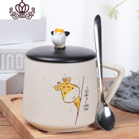 封后杯子女ins办公室可爱陶瓷杯带盖勺马克杯家用水杯简约燕麦咖啡杯