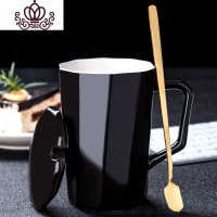 封后创意欧式马克杯男女陶瓷水杯带盖勺个性咖啡杯潮流一对办公室杯子