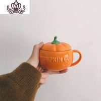 封后可爱南瓜带盖陶瓷杯 早餐杯牛奶麦片酸奶杯ins万圣节杯子办公室杯马克杯