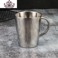 封后双层隔热304不锈钢水杯子家用带手柄啤酒杯牛奶咖啡杯马克杯防摔