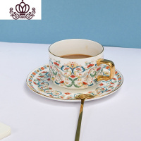 封后金彩缠枝咖啡杯碟勺子套装家用创意情侣水杯马克杯