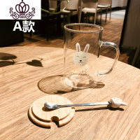 封后创意萌兔玻璃马克杯耐热办公玻璃杯子卡通学生杯咖啡牛奶花茶杯夏