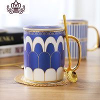 封后英伦欧式陶瓷情侣马克杯水杯ins北欧下午茶轻奢杯子咖啡杯带盖勺