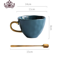 封后北欧镀金咖啡杯陶瓷杯子 大容量水杯马克杯创意情侣杯早餐杯家用