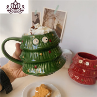 封后[来日方长]偷瞄你~ 圣诞树灵动小眼睛情侣陶瓷马克杯 圣诞