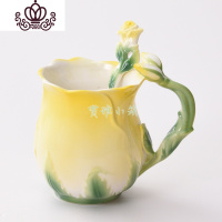 封后创意北欧咖啡杯玫瑰马克杯欧式法兰彩抖音陶瓷杯情人生日