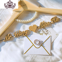 封后结婚喜字衣架定制婚礼中式新郎新娘秀禾服衣撑实木复古中国风衣挂