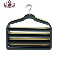 封后四格裤架植绒三个 防滑植绒衣架四格围巾架丝巾架领带架厂价直销