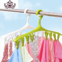 封后日本8头晾衣架家用塑料晒衣架子防风宝宝挂衣架袜子晾晒夹多夹子