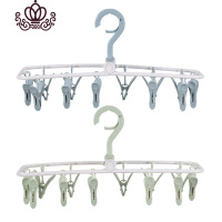 封后晾衣架带夹子挂衣架家用可折叠文胸内衣架塑料防风夹晾袜夹衣撑子